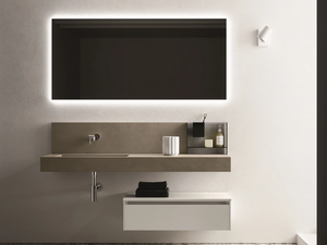 SEGNO - Single melamine-faced chipboard vanity unit with drawers - Washbasin cabinet by Cerasa