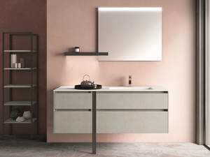 SEGNO - Single wall-mounted melamine-faced chipboard vanity unit with drawers - Washbasin cabinet by Cerasa