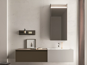 SEGNO - Wall-mounted melamine-faced chipboard vanity unit with drawers - Washbasin cabinet by Cerasa