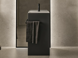 TOTEM - Freestanding rectangular washbasin with towel rail - Washbasin by Cerasa
