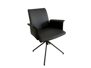 JARO 300 / 400 - Swivel trestle-based leather chair with armrests - Chair by Christine Kröncke Interior Design