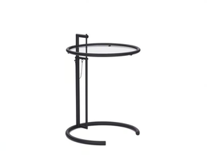 ADJUSTABLE TABLE E 1027 BLACK - Height-adjustable glass and steel coffee table - Coffee table by ClassiCon