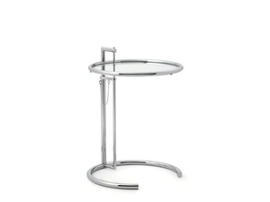 ADJUSTABLE TABLE E 1027 - Height-adjustable glass and steel coffee table - Coffee table by ClassiCon