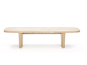 MATÉRIA - Rectangular travertine and wood coffee table - Coffee table by ClassiCon