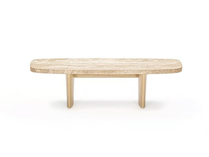 MATÉRIA - Travertine and wood side table - Coffee table by ClassiCon