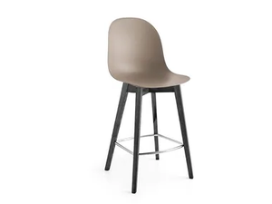 ACADEMY - Polypropylene high stool with wood legs - Stool by Connubia