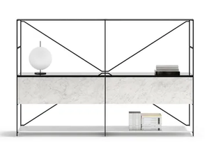 R.I.G. - Open sectional steel and marble bookcase - Cabinet by DE PADOVA