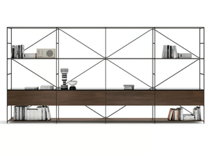 R.I.G. - Open sectional steel and wood bookcase - Cabinet by DE PADOVA