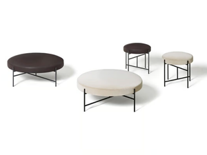 SEN - Upholstered round leather pouf - Pouf by DE PADOVA