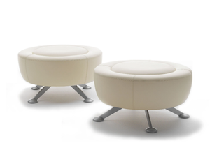 DS-164 SLIDE - Upholstered round leather pouf - Pouf by de Sede