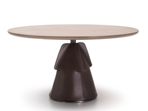 DS-615 - Round leather dining table with stone top - Table by de Sede