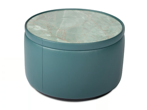 DS-800 BISCUIT - Round low leather coffee table with marble top - Coffee table by de Sede