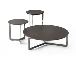 MALIBÙ - Round tanned leather coffee table - Coffee table by Dema