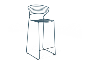KOKI WIRE - Sled base high steel stool - Stool by Desalto