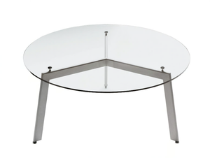 LINK - Round glass and steel table - Table by Desalto