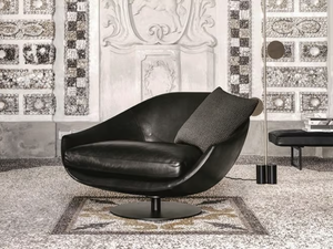 AVÌ - Swivel leather armchair with removable cover with armrests - Armchair by Désirée divani