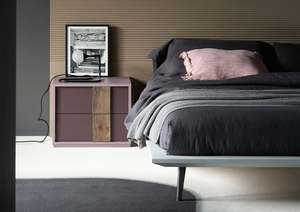 GALAXY - Rectangular solid wood bedside table with drawers - Side table by Devina Nais
