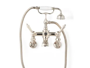 DIAMOND - Wall-mounted brass bathtub mixer with hand shower - Tap by Devon&Devon