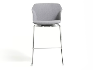 CLOP - Sled base high fabric stool with footrest - Stool by Diemme