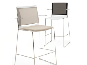 S’MESH SOFT - High stool with armrests with back - Stool by Diemmebi