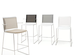 S’MESH SOFT - Sled base high stool with footrest - Stool by Diemmebi