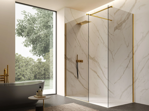 VITRUM 5 - Shower enclosure with Smoked glass and matt Black frame - Shower by DISENIA