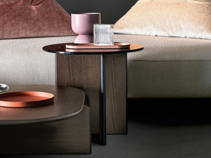 POLYURA - Round wood and glass coffee table - Coffee table by Ditre Italia