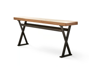 BENJAMIN - Chestnut console table with metal base - Console by DOM Edizioni