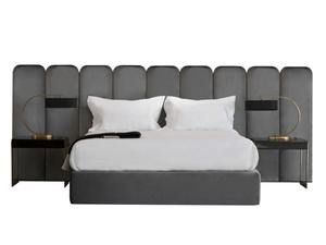 VIRGILIO - Fabric king size bed with upholstered headboard - Bed frame by DOM Edizioni