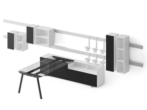 MILO - Sectional melamine storage wall with secretary desk - Cabinet by DVO