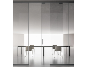 SINGLE GLASS - Sliding vertical glass and aluminium movable wall - Screens by DVO
