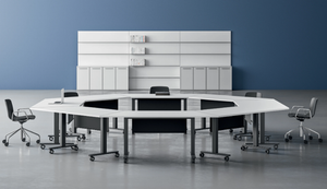 SPECIAL TABLE - Modular melamine and metal meeting table - Table by DVO