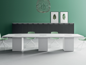 SPECIAL TABLE - Rectangular melamine meeting table with cable management - Table by DVO