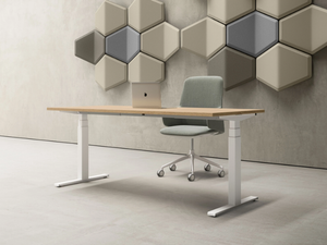 TOLEDO - Height-adjustable rectangular melamine office desk - Desk by DVO