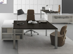 VERTIGO - Rectangular aluminium and wood executive desk - Desk by DVO