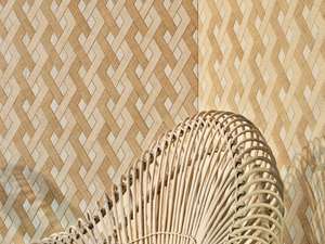 MERIDA - ENTRELAZADOS - Raffia wall fabric with graphic pattern - Wallcovering by Élitis