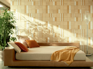 MERIDA - PARTITURA - Raffia wall fabric with graphic pattern - Wallcovering by Élitis