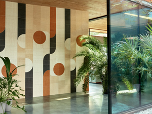 MERIDA - SOL - Raffia wall fabric with graphic pattern - Wallcovering by Élitis