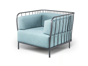 CANNOLÈ - Fabric garden armchair with armrests - Armchair by Emu