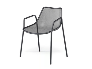 ROUND - Stackable garden chair with armrests - Chair by Emu