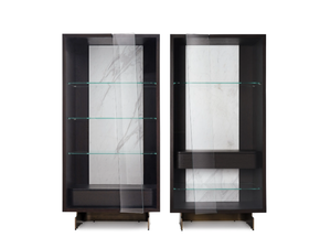 LEAF - Wood and glass display cabinet with integrated lighting - Cabinet by ENNE