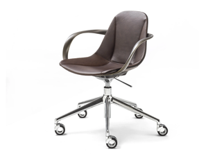 COUTURE - Leather office chair with castors - Office Chair by ENRICO PELLIZZONI