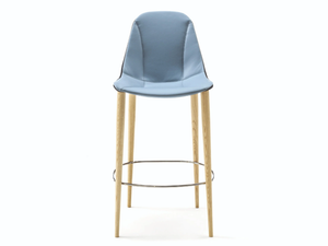 COUTURE - Leather stool with back - Stool by ENRICO PELLIZZONI