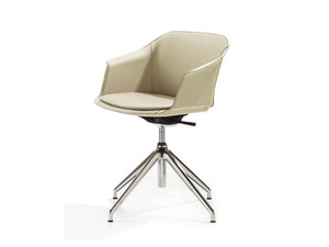 EVA - Swivel tanned leather chair with armrests - Chair by ENRICO PELLIZZONI