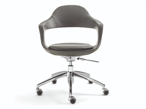 FRENCHKISS - Swivel leather office chair with castors - Office Chair by ENRICO PELLIZZONI