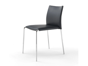GAZZELLA - Stackable tanned leather chair - Chair by ENRICO PELLIZZONI