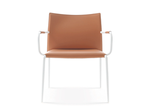 GAZZELLA - Tanned leather chair with armrests - Chair by ENRICO PELLIZZONI
