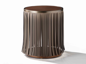 INDIAN - Round tanned leather coffee table - Coffee table by ENRICO PELLIZZONI