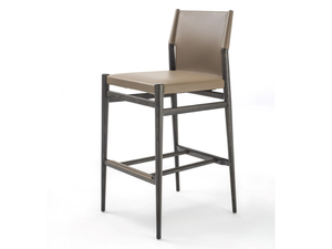 LEDERMANN - High tanned leather stool with back - Stool by ENRICO PELLIZZONI