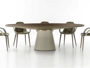 LOOP - Oval tanned leather table - Table by ENRICO PELLIZZONI